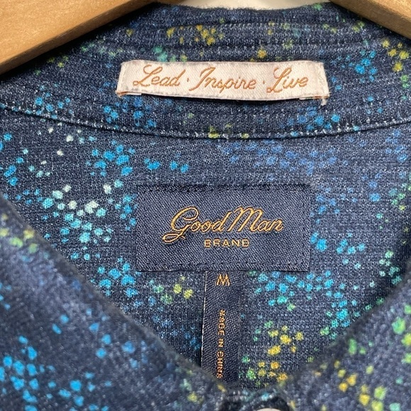 good man brand 100% cotton short sleeve button down print M N261 - Picture 6 of 11